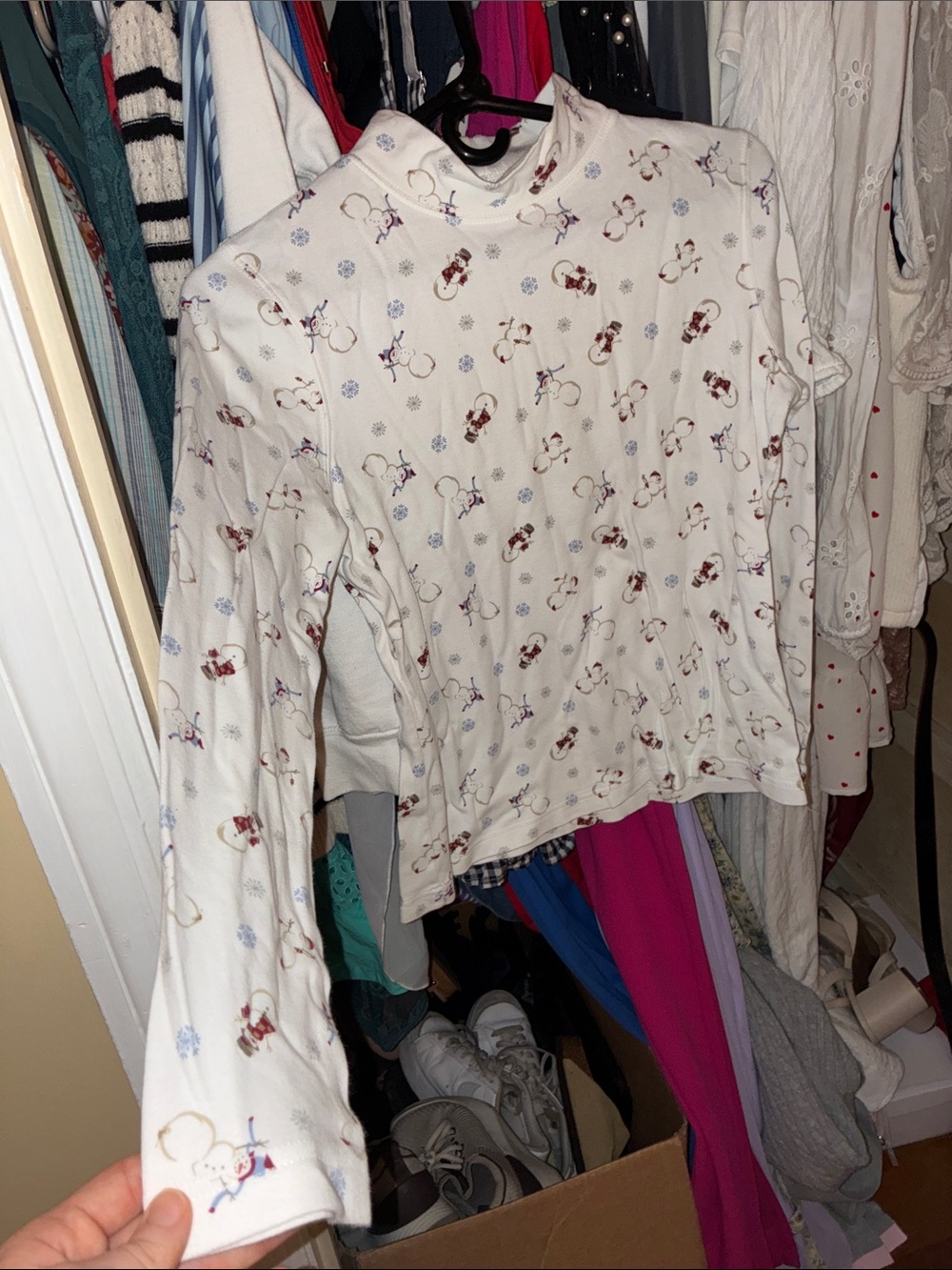croft & barrow White Snowman Print Long Sleeve Top